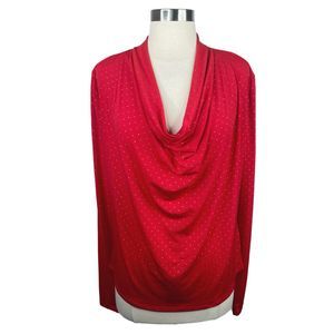 MICHAEL | Michael Kors Red Cowl Neck Studded  Blouse - Size Small